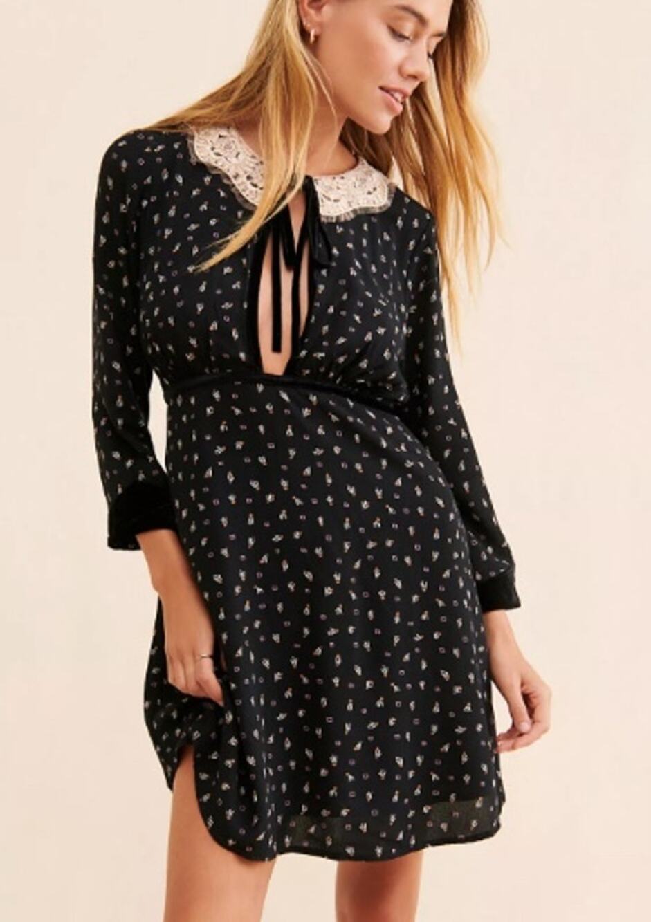 081 NWOT Free People Delfina Mini Dress | Color Black | Size Small